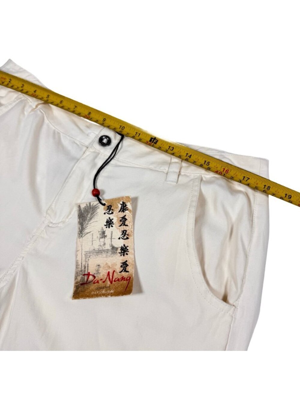 NWT Vintage Y2K Da-Nang Capri Pants Sz L Ivory Silk Cotton Blend Rare - Picture 7 of 16